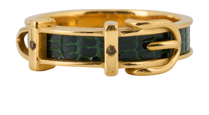 Hermes Scarf Ring, &pound;140, Accessories, Gold/Green, Lizard, Front view